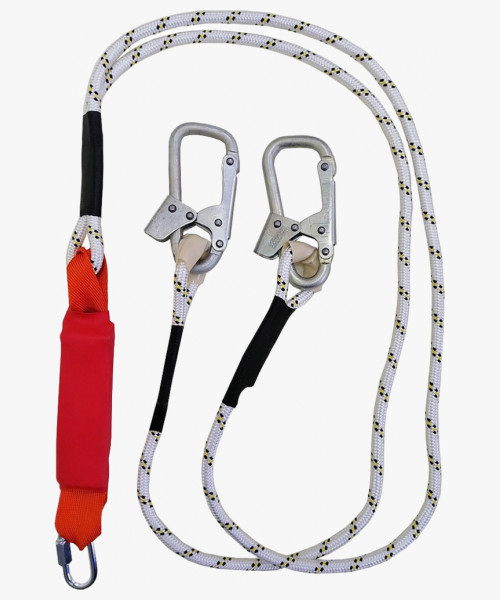 Строп аВерд+Кс (веревка) двойной с амортизатором 1 монт.кар.+1 соед.кар. 1,5м