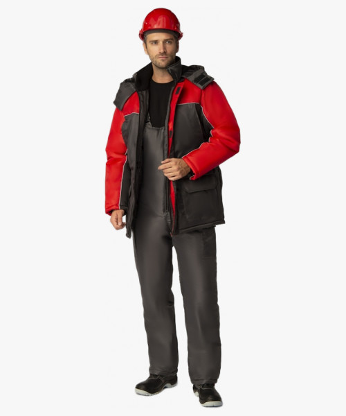 Костюм зимний (тк.Оксфорд) п/к, т.серый/красный