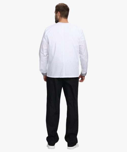 Костюм повара Шеф-2 (тк.ТиСи), белый/черный/принт-клетка