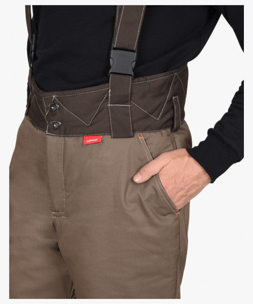 Костюм СИРИУС-РОДОС-РОСС зимний, куртка, брюки, светло-коричневый с тёмно-коричневым и СОП