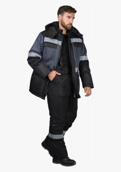 Костюм СИРИУС-ТЕРМИНАЛ зимний, куртка, брюки черный с темно-серым и СОП