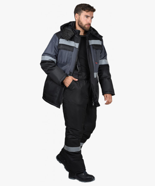 Костюм СИРИУС-ТЕРМИНАЛ зимний, куртка, брюки черный с темно-серым и СОП