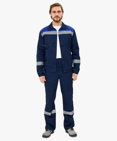 Костюм Лигор-1 Премиум СОП (тк.Смесовая,240) брюки, т.синий/васильковый