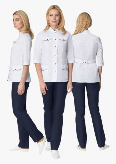 Костюм женский Орхидея (тк.ТиСи), белый/т.синий