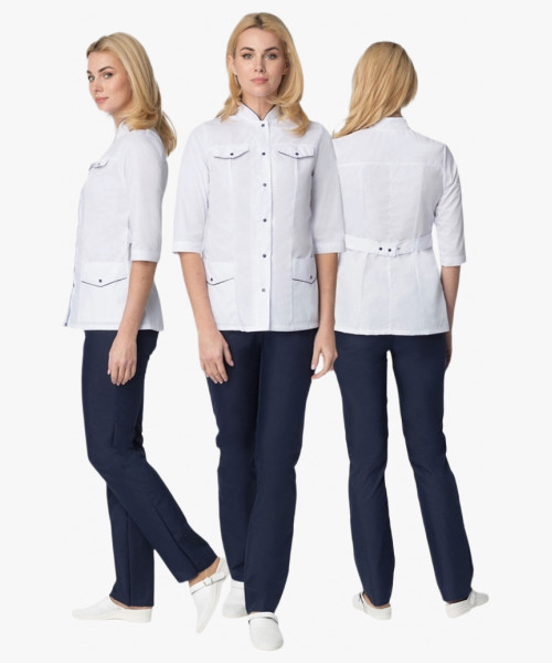 Костюм женский Орхидея (тк.ТиСи), белый/т.синий