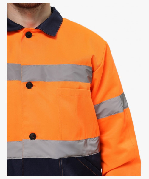 Костюм для дорожник Олимп (тк.Смесовая,210) п/к, оранжевый/т.синий