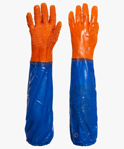 Перчатки Рыбообработчика ПВХ с крошкой, с нарукавниками