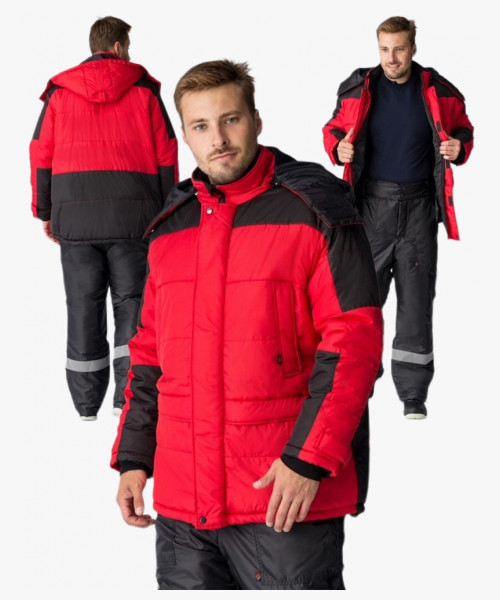 Куртка зимняя Европа (Дюспо), красный/черный