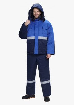 Костюм зимний Темп (тк.Смесовая,210) п/к, т.синий/васильковый
