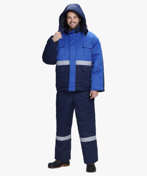 Костюм зимний Темп (тк.Смесовая,210) п/к, т.синий/васильковый