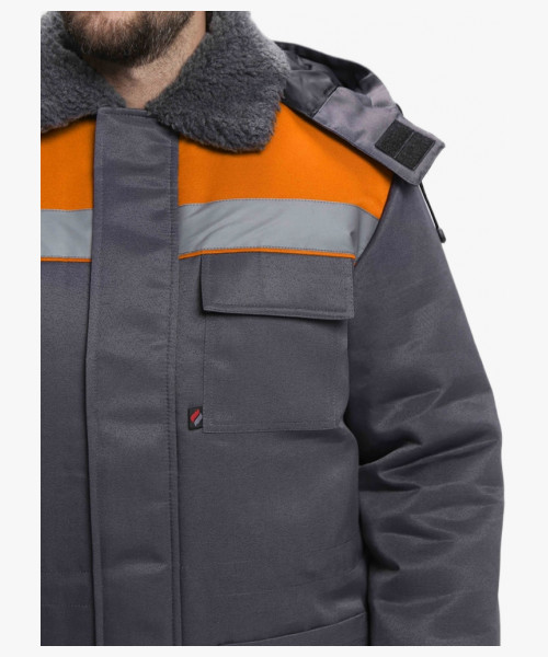 Куртка зимняя для бригадира NEW (тк.Смесовая,210), т.серый/оранжевый