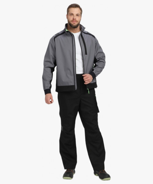 Куртка ProfLineLeader (тк.Софтшел), серый/черный
