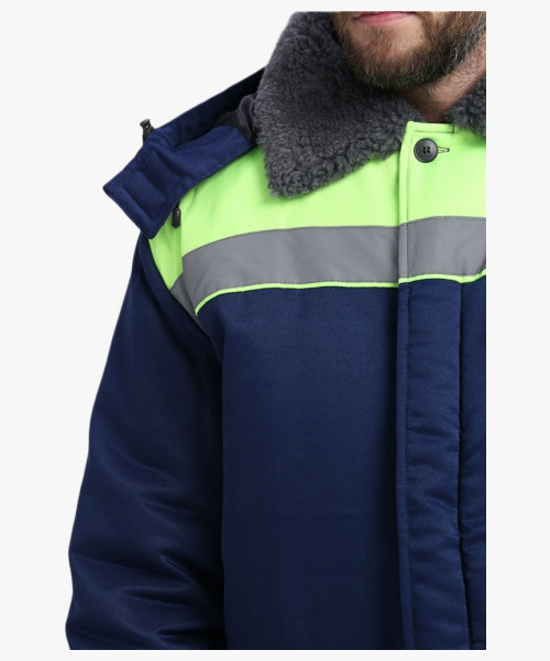 Костюм зимний Труженик-Ультра СОП (тк.Смесовая,210) брюки, т.синий/лимонный