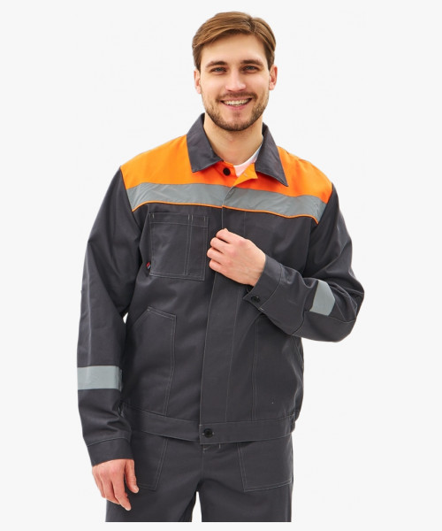 Костюм Липецк-1 СОП CH (тк.Смесовая,280) брюки, т.серый/оранжевый