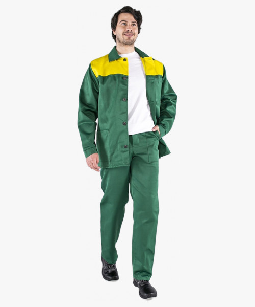 Костюм Стандарт (тк.Смесовая,210) брюки, зеленый/желтый