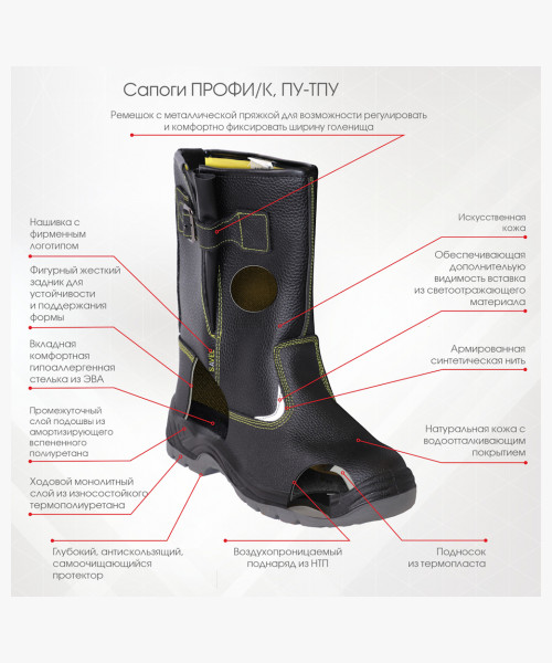 Сапоги ПРОФИ/К, ПУ-ТПУ