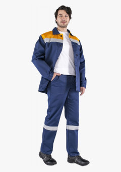 Костюм Стандарт СОП (тк.Смесовая,210) брюки, т.синий/оранжевый