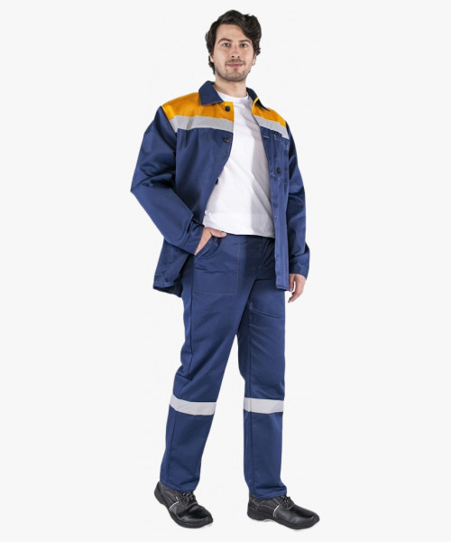 Костюм Стандарт СОП (тк.Смесовая,210) брюки, т.синий/оранжевый