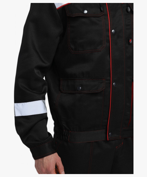 Костюм Нейч-2 СОП с капюшоном (тк.Смесовая,210) п/к, черный/красный