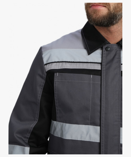 Костюм Виват-1 Премиум CH МВО (тк.Смесовая,240) брюки, т.серый/черный/св.серый