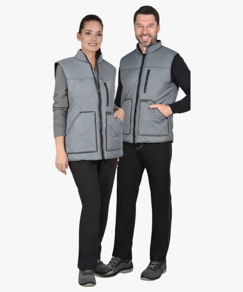 Жилет СИРИУС-ЕВРОПА удлиненный (на подкладке флис черный) графит