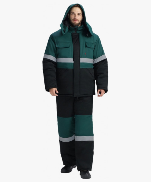 Костюм зимний Нордхард-2 СОП У. (тк.Смесовая,240) п/к, черный/т.зеленый