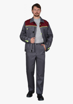 Костюм СИРИУС-ФАВОРИТ куртка, брюки серый с бордовым