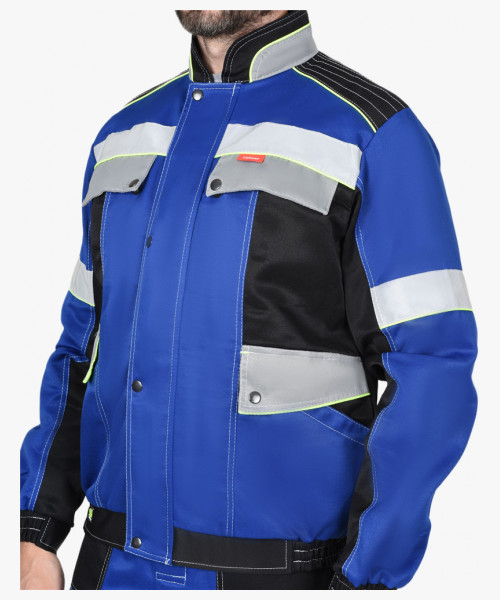 Костюм СИРИУС-ПОЛИНОМ куртка, п/к василек с черным и СОП 50 мм