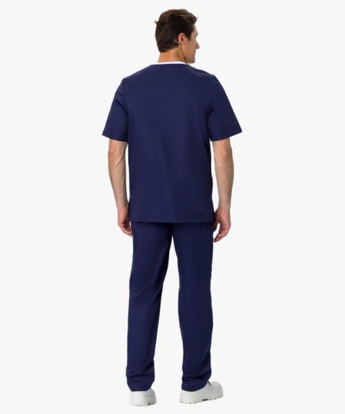 Костюм мужской Симпл-001 (тк.Смесовая,120) MedLine, т.синий/бежевый