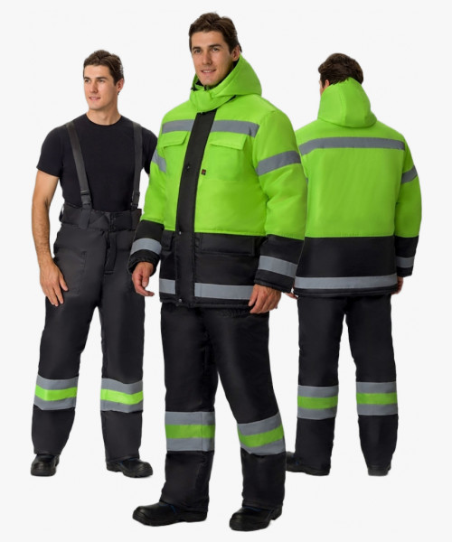 Костюм зимний для дорожника (тк.Оксфорд) брюки, лимонный/черный