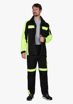 Костюм СИРИУС-ОНИКС куртка, брюки черный с лимонным