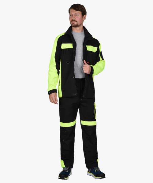 Костюм СИРИУС-ОНИКС куртка, брюки черный с лимонным