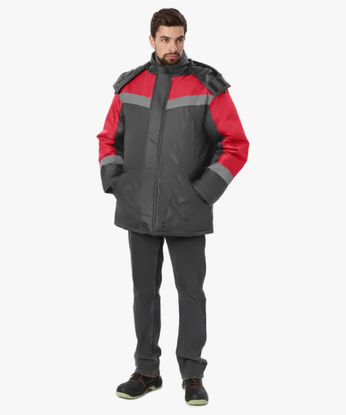 Куртка зимняя Лигор СОП (тк.OxLine,90), т.серый/красный