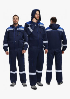 Костюм Нейч-2 СОП с капюшоном К. (тк.Смесовая,210) п/к, т.синий/васильковый
