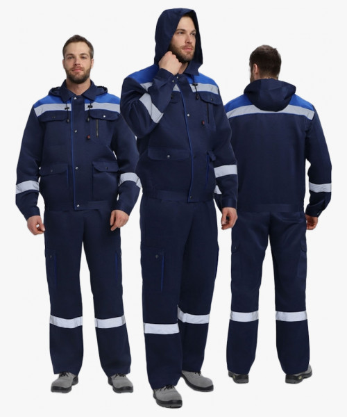 Костюм Нейч-2 СОП с капюшоном К. (тк.Смесовая,210) п/к, т.синий/васильковый