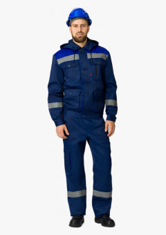 Костюм Титан-1 СОП с капюшоном (тк.Смесовая,210) брюки, т.синий/васильковый