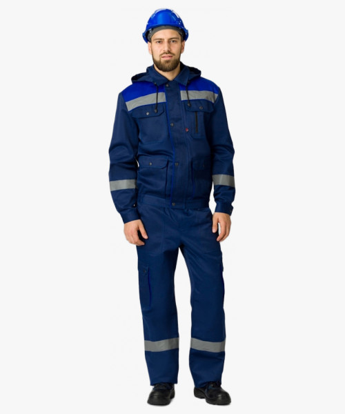 Костюм Титан-1 СОП с капюшоном (тк.Смесовая,210) брюки, т.синий/васильковый