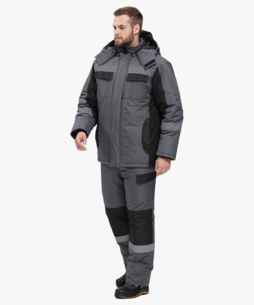 Костюм зимний Вектрон-2 СОП (тк.Таслан,135) п/к, т.серый/черный