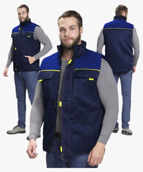 Жилет утепленный Флофт (тк.Смесовая,210), т.синий/васильковый