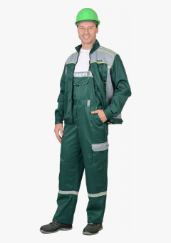 Костюм СИРИУС-ПРАКТИК-1 куртка, п/к зеленый со св. серым