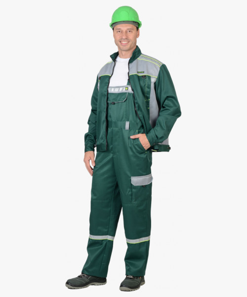 Костюм СИРИУС-ПРАКТИК-1 куртка, п/к зеленый со св. серым