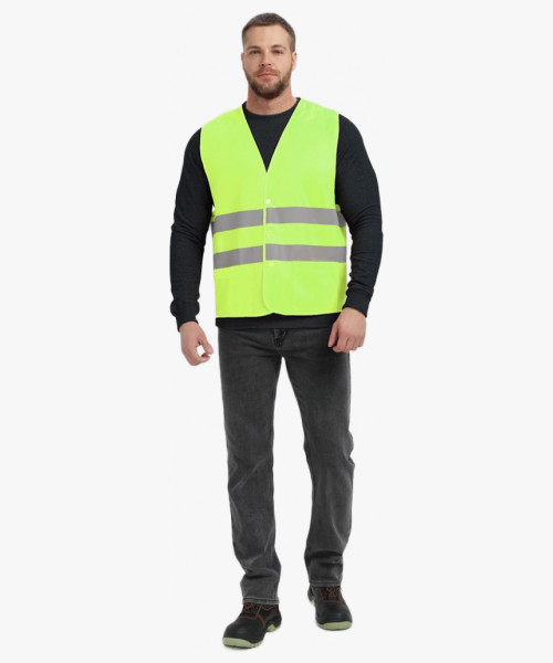 Жилет сигнальный ProfLineBase с пуговицами и карманами (тк.Полиэфир,100), желтый