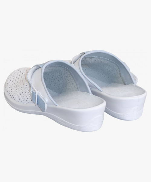 Туфли Сабо КОМФОРТ белые с голубым нат.кожа