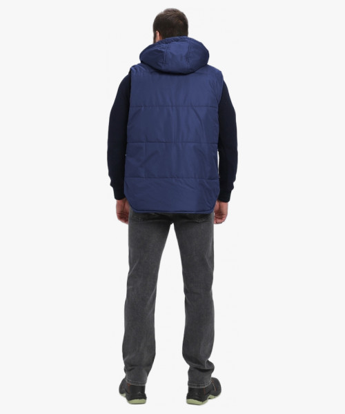 Жилет утепленный с капюшоном Респект (тк.Таслан), т.синий