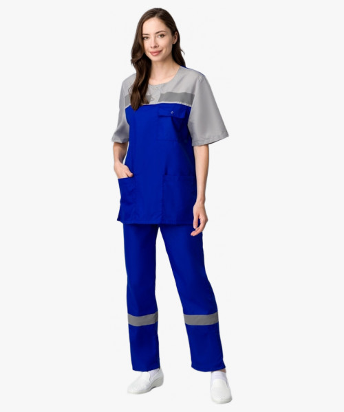 Костюм Скорая помощь СОП (тк.ТиСи,120), васильковый/серый