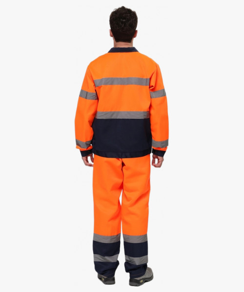 Костюм для дорожник Олимп (тк.Смесовая,210) п/к, оранжевый/т.синий