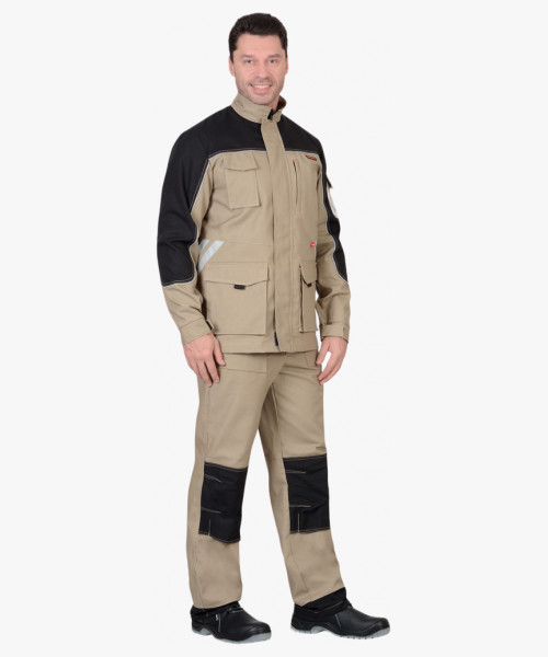 Куртка СИРИУС-ВЕСТ-ВОРК бежевая с черным пл. 275 г/кв.м