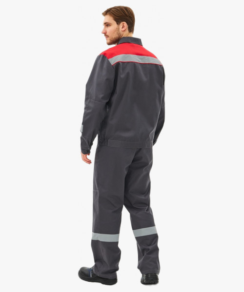 Костюм Липецк-1 СОП CH (тк.Смесовая,280) брюки, т.серый/красный