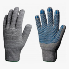 Перчатки х/б 10кл. ЭКОНОМ с ПВХ ТОЧКА 30-32гр. 83текс, серые (10 пар)