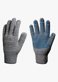 Перчатки х/б 10кл. ЭКОНОМ с ПВХ ТОЧКА 30-32гр. 83текс, серые (10 пар)